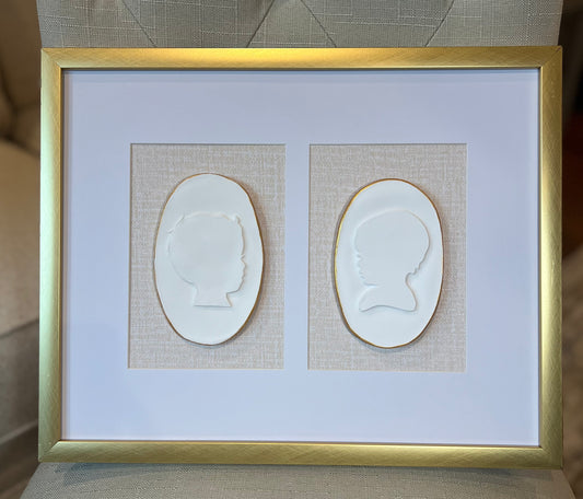 Custom Sibling Silhouettes in Brushed Gold Frame